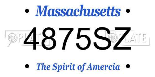 4875SZ Massachusetts License Plate