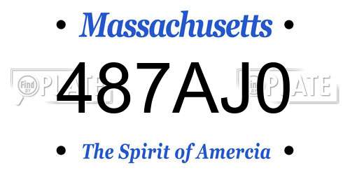 487AJ0 Massachusetts License Plate
