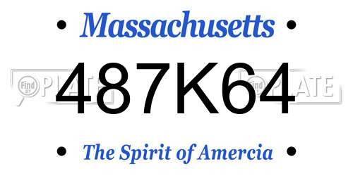 487K64 Massachusetts License Plate