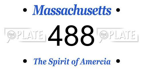 488 Massachusetts License Plate