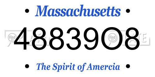 48839O8 Massachusetts License Plate