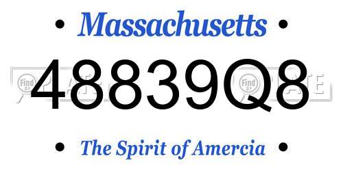 48839Q8 Massachusetts License Plate