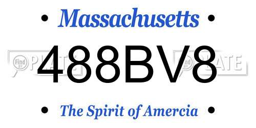 488BV8 Massachusetts License Plate