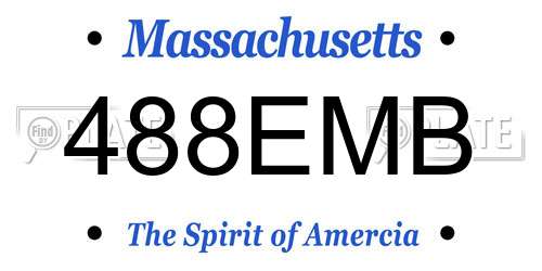488EMB Massachusetts License Plate