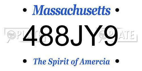 488JY9 Massachusetts License Plate