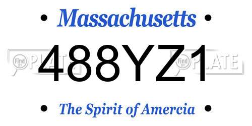 488YZ1 Massachusetts License Plate