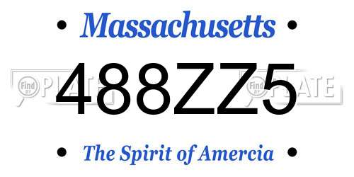 488ZZ5 Massachusetts License Plate