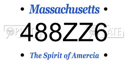 488ZZ6 Massachusetts License Plate