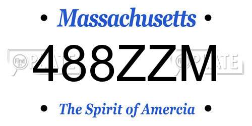 488ZZM Massachusetts License Plate