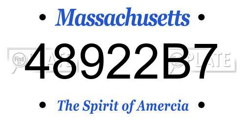 48922B7 Massachusetts License Plate