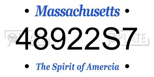 48922S7 Massachusetts License Plate