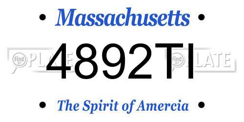 4892TI Massachusetts License Plate