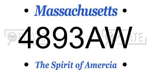 4893AW Massachusetts License Plate