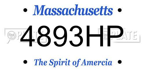 4893HP Massachusetts License Plate