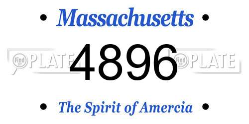 4896 Massachusetts License Plate