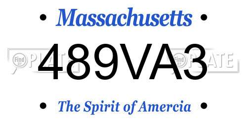 489VA3 Massachusetts License Plate