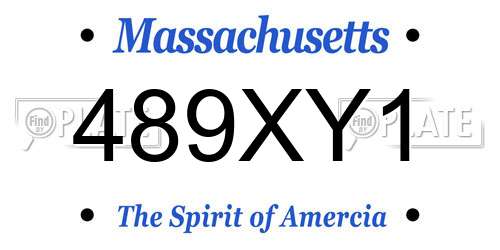 489XY1 Massachusetts License Plate