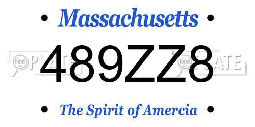 489ZZ8 Massachusetts License Plate