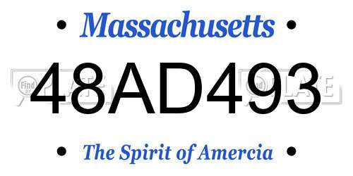 48AD493 Massachusetts License Plate