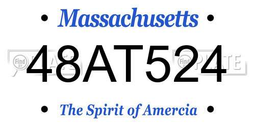 48AT524 Massachusetts License Plate