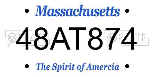 48AT874 Massachusetts License Plate
