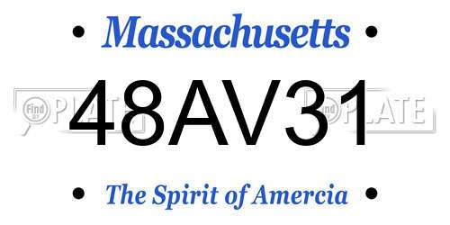 48AV31 Massachusetts License Plate
