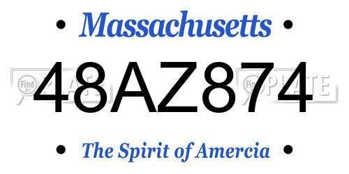 48AZ874 Massachusetts License Plate