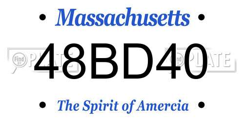 48BD40 Massachusetts License Plate