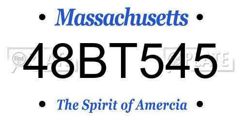 48BT545 Massachusetts License Plate