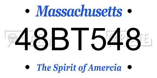 48BT548 Massachusetts License Plate