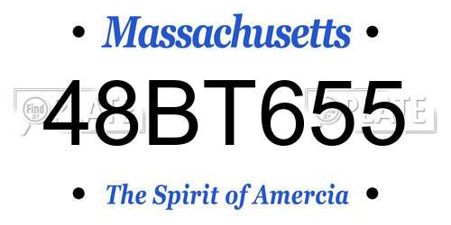 48BT655 Massachusetts License Plate