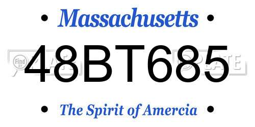 48BT685 Massachusetts License Plate
