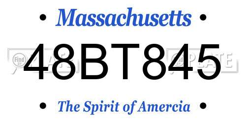 48BT845 Massachusetts License Plate