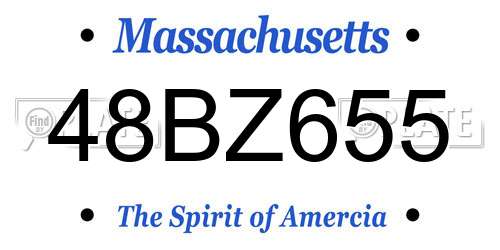 48BZ655 Massachusetts License Plate
