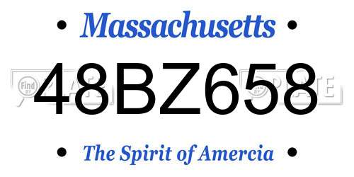 48BZ658 Massachusetts License Plate