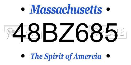 48BZ685 Massachusetts License Plate