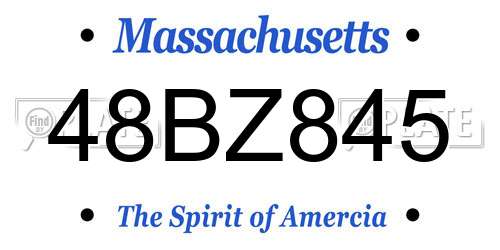 48BZ845 Massachusetts License Plate