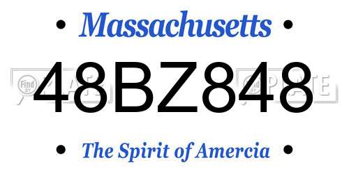 48BZ848 Massachusetts License Plate