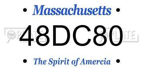 48DC80 Massachusetts License Plate