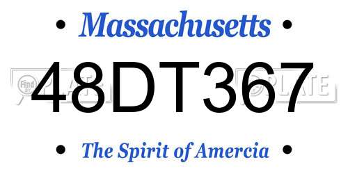 48DT367 Massachusetts License Plate