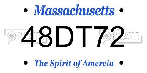 48DT72 Massachusetts License Plate