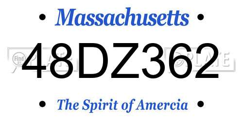 48DZ362 Massachusetts License Plate