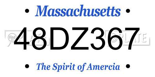 48DZ367 Massachusetts License Plate