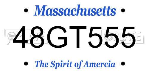 48GT555 Massachusetts License Plate