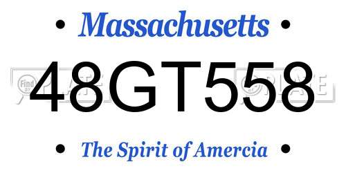 48GT558 Massachusetts License Plate