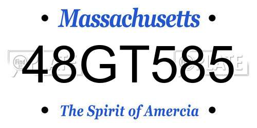 48GT585 Massachusetts License Plate