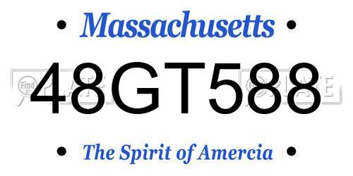 48GT588 Massachusetts License Plate