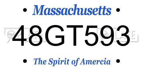 48GT593 Massachusetts License Plate