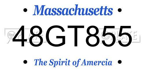 48GT855 Massachusetts License Plate