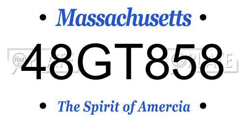 48GT858 Massachusetts License Plate
